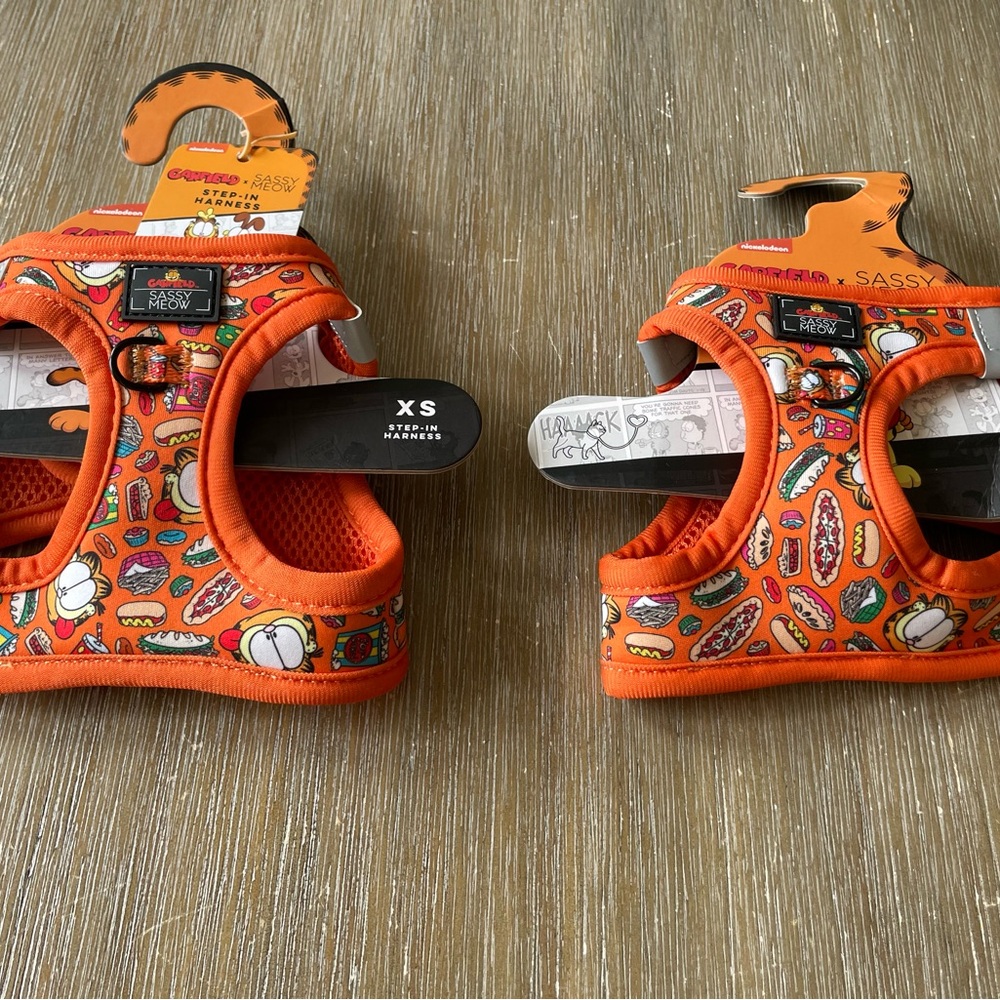 NWT lot of 2 Garfield cat harness XS  - Orange.